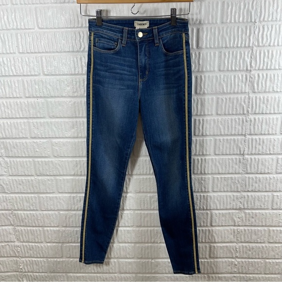 L’agence Margot Racer Stripe High Rise Ankle Skinny Neptune 25 - Picture 4 of 8